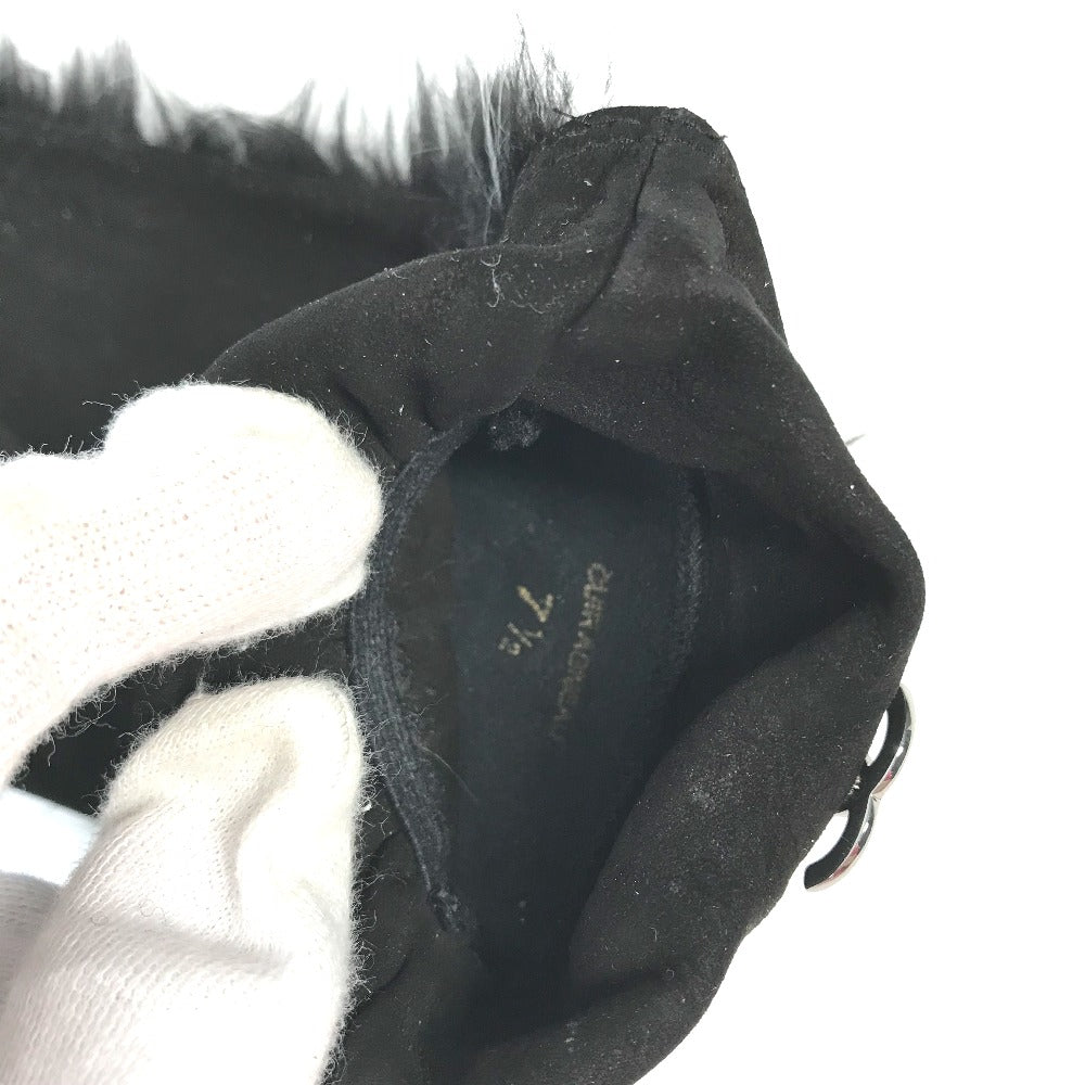 CHANEL Glove Nubuck black mitten type CC COCO Mark Fur Women 7.5 Used Authentic