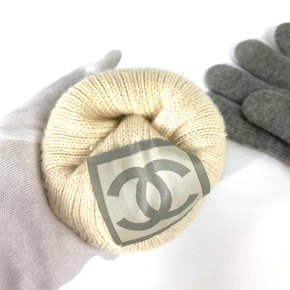 CHANEL gloves cashmere gray Sports CC COCO Mark Women Used Authentic