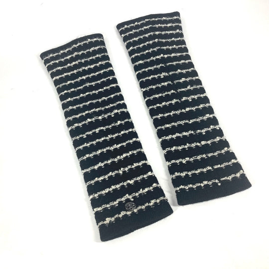 CHANEL gloves P39944 Cashmere, Wool/Cashmere black 10A Arm cover Women Used Authentic
