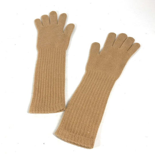 CHANEL gloves cashmere beige CC COCO Mark Women Used Authentic