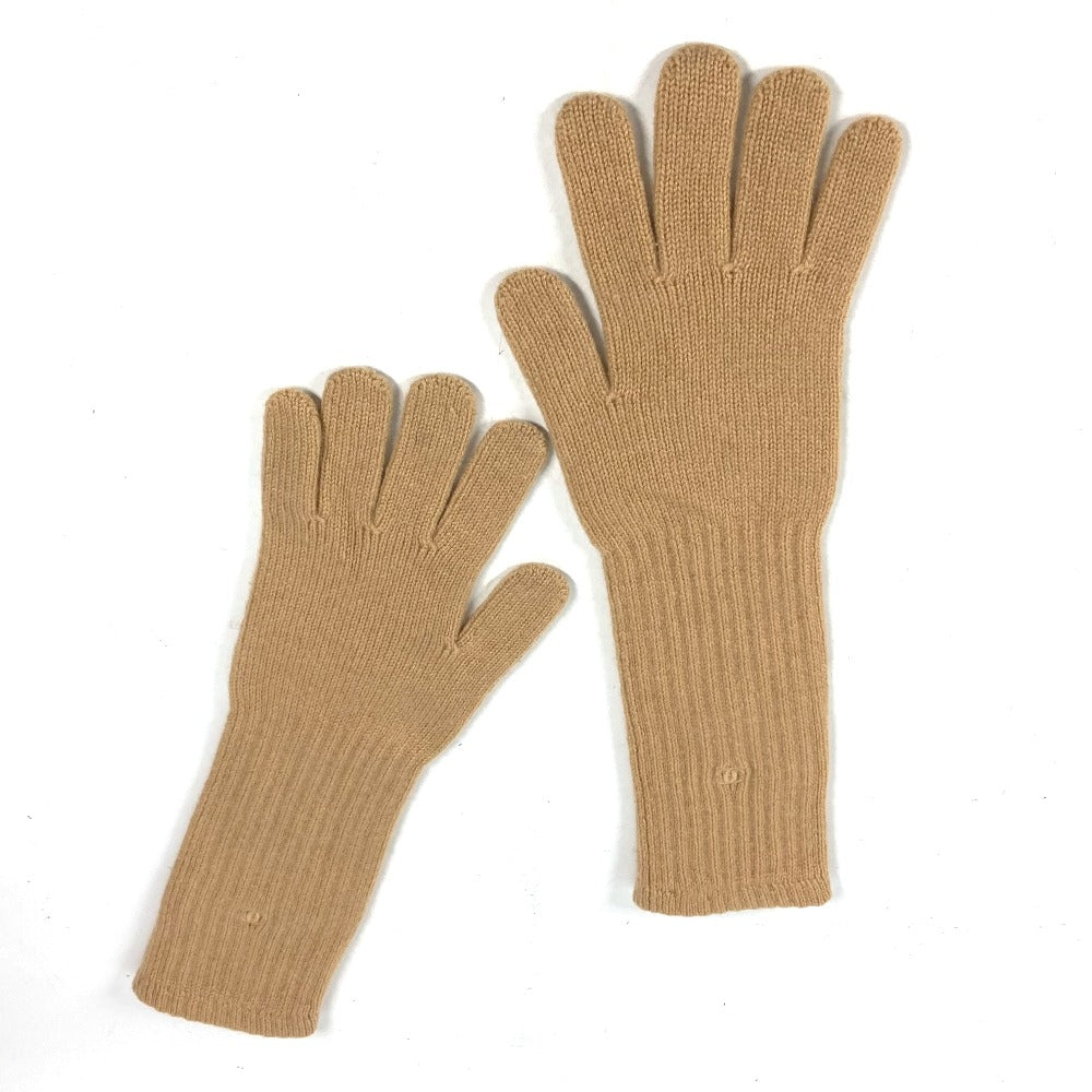 CHANEL gloves cashmere beige CC COCO Mark Women Used Authentic
