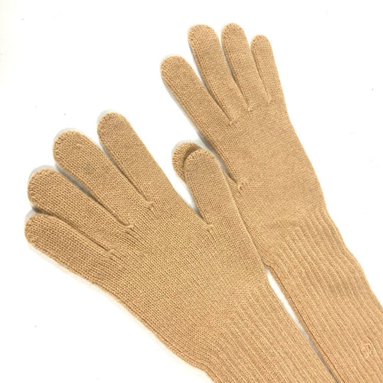 CHANEL gloves cashmere beige CC COCO Mark Women Used Authentic