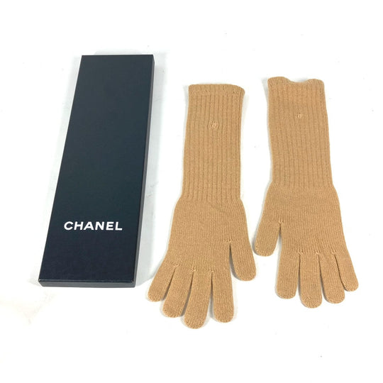 CHANEL gloves cashmere beige CC COCO Mark Women Used Authentic