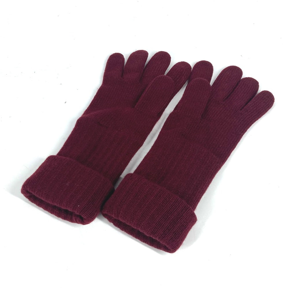CHANEL gloves cashmere Wine red type CC COCO Mark logo Women Used Authentic
