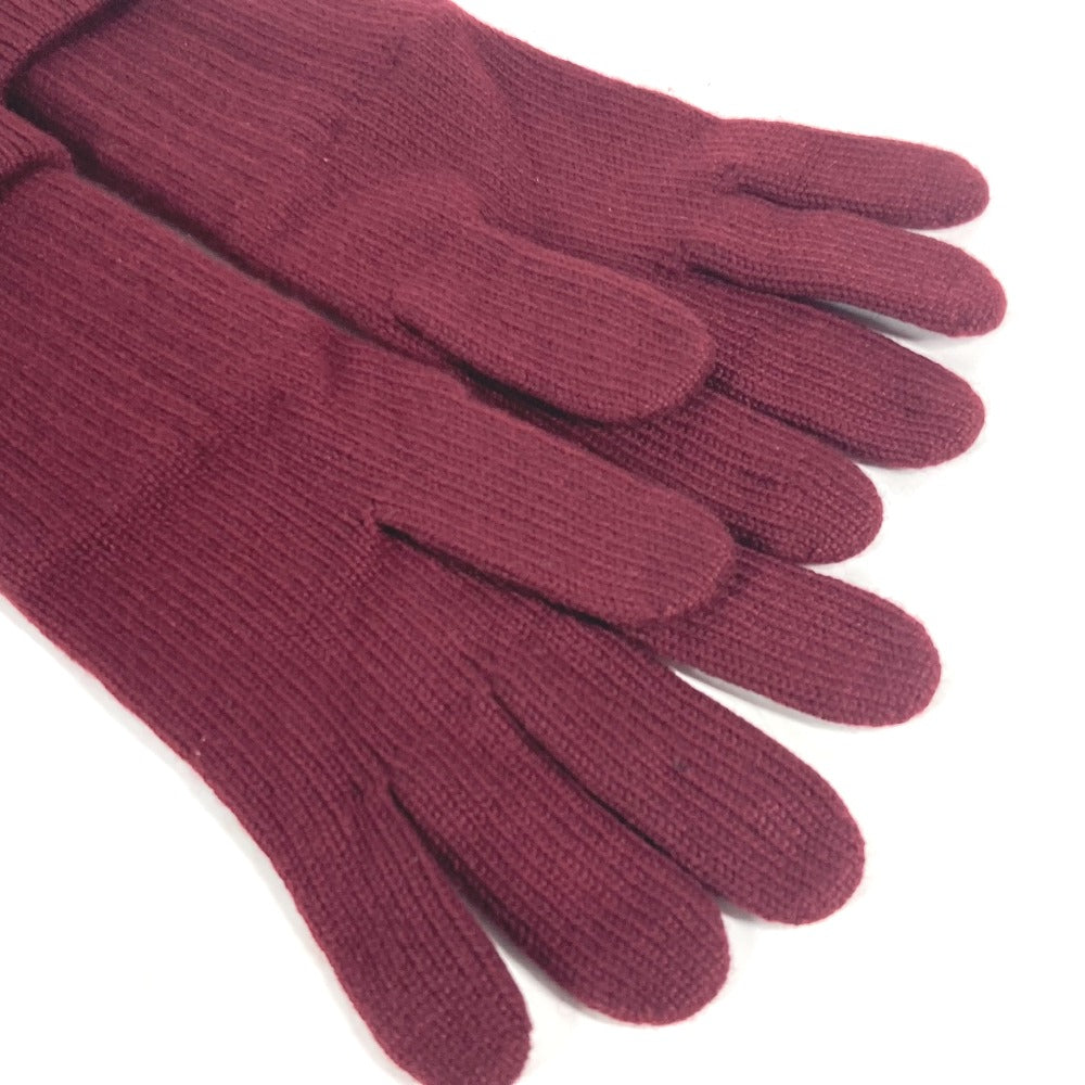 CHANEL gloves cashmere Wine red type CC COCO Mark logo Women Used Authentic