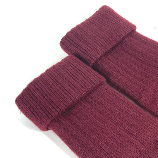 CHANEL gloves cashmere Wine red type CC COCO Mark logo Women Used Authentic
