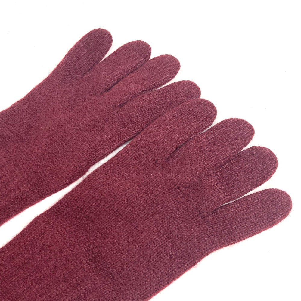 CHANEL gloves cashmere Wine red type CC COCO Mark logo Women Used Authentic