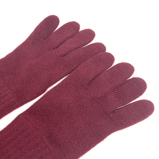 CHANEL gloves cashmere Wine red type CC COCO Mark logo Women Used Authentic