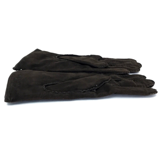 CHANEL Glove Lambskin, Suede, (Inner) Cashmere Dark brown Chocolate bar Leather Gloves Women 7 Used Authentic