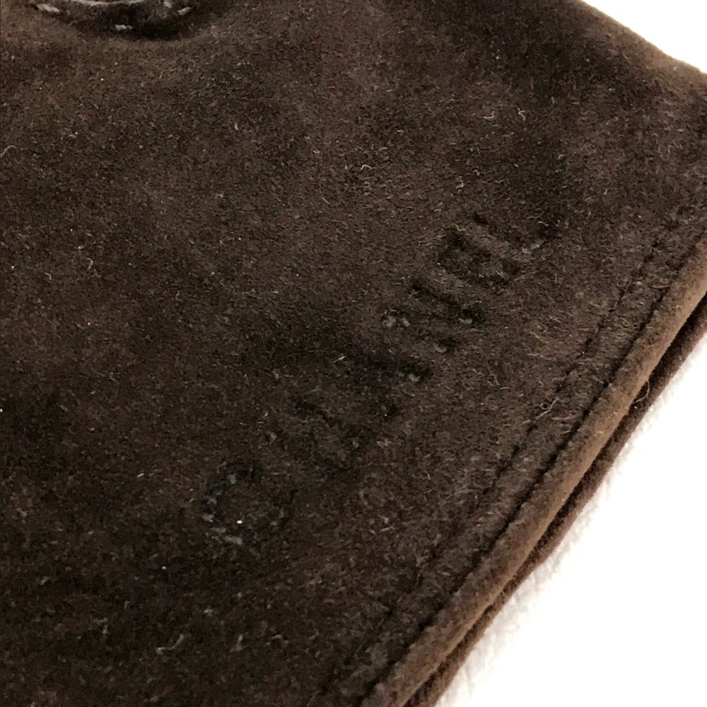 CHANEL Glove Lambskin, Suede, (Inner) Cashmere Dark brown Chocolate bar Leather Gloves Women 7 Used Authentic