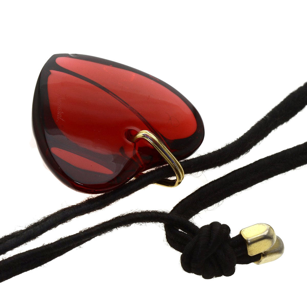 Baccarat Necklace Crystal, Gold Plated, Black Cord Red Heart crystal Women Used Authentic