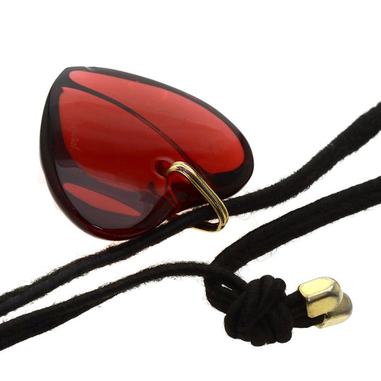 Baccarat Necklace Crystal, Gold Plated, Black Cord Red Heart crystal Women Used Authentic