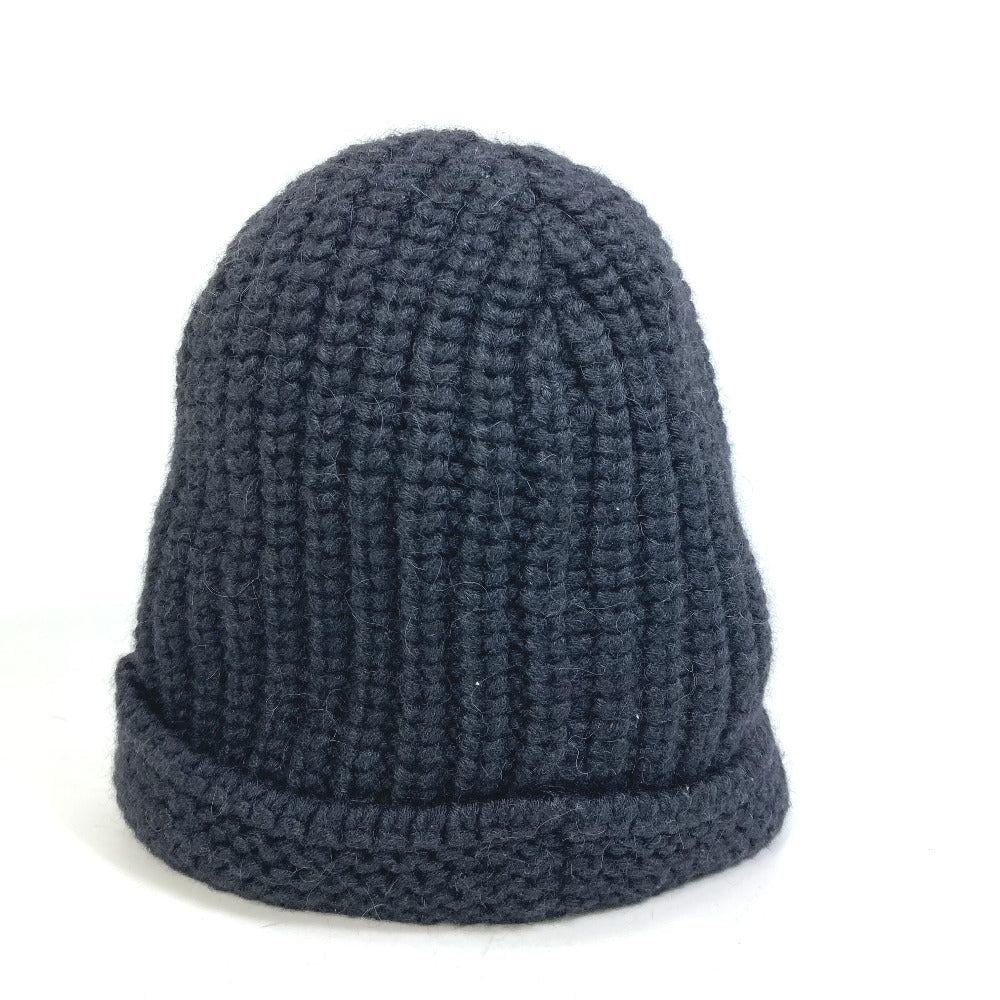CHANEL Knit hat P39166 Fabric , Alpaca/Silk black Beanie knit cap COCO Mark Braid Women Used Authentic