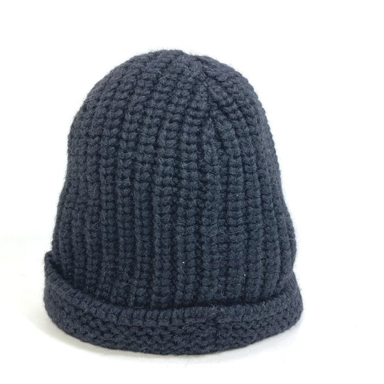 CHANEL Knit hat P39166 Fabric , Alpaca/Silk black Beanie knit cap COCO Mark Braid Women Used Authentic