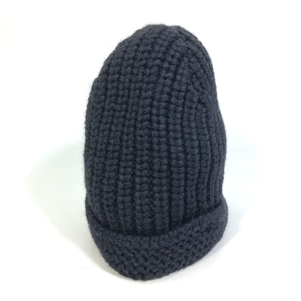 CHANEL Knit hat P39166 Fabric , Alpaca/Silk black Beanie knit cap COCO Mark Braid Women Used Authentic