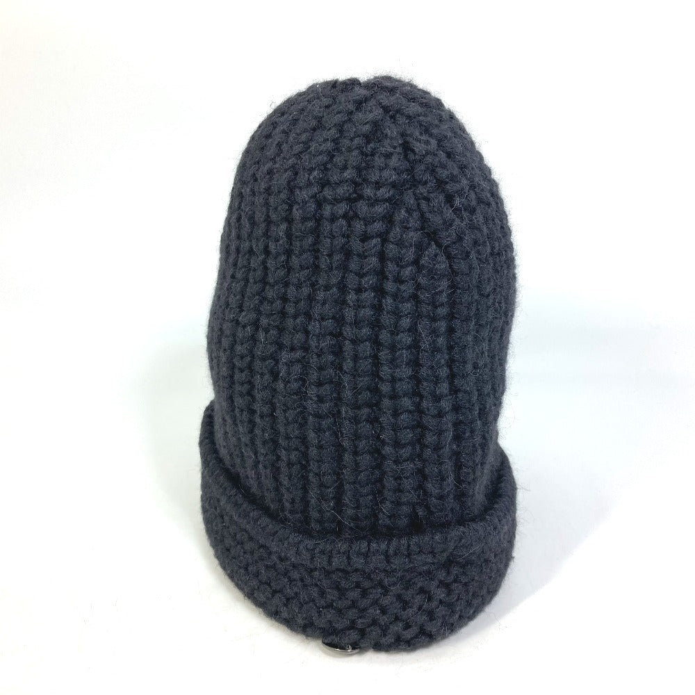 CHANEL Knit hat P39166 Fabric , Alpaca/Silk black Beanie knit cap COCO Mark Braid Women Used Authentic