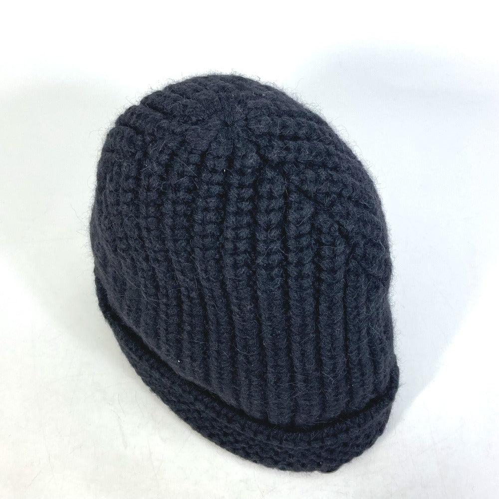 CHANEL Knit hat P39166 Fabric , Alpaca/Silk black Beanie knit cap COCO Mark Braid Women Used Authentic