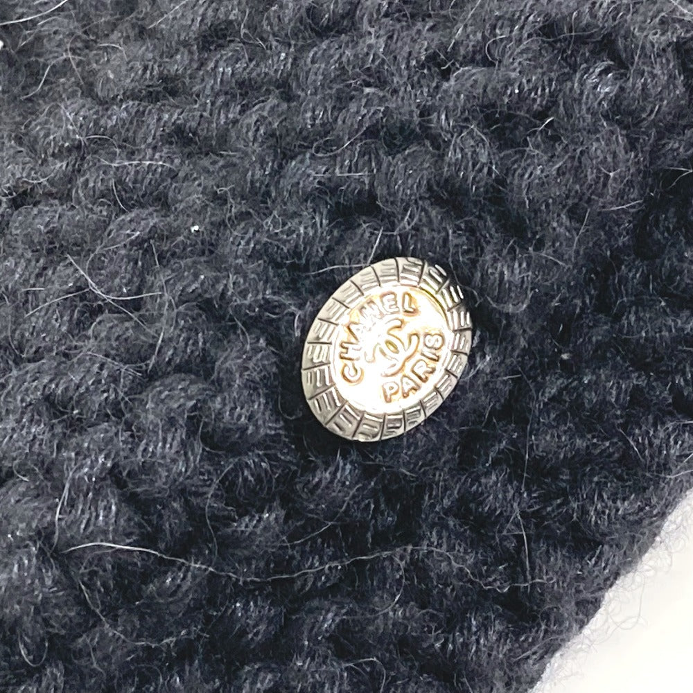 CHANEL Knit hat P39166 Fabric , Alpaca/Silk black Beanie knit cap COCO Mark Braid Women Used Authentic