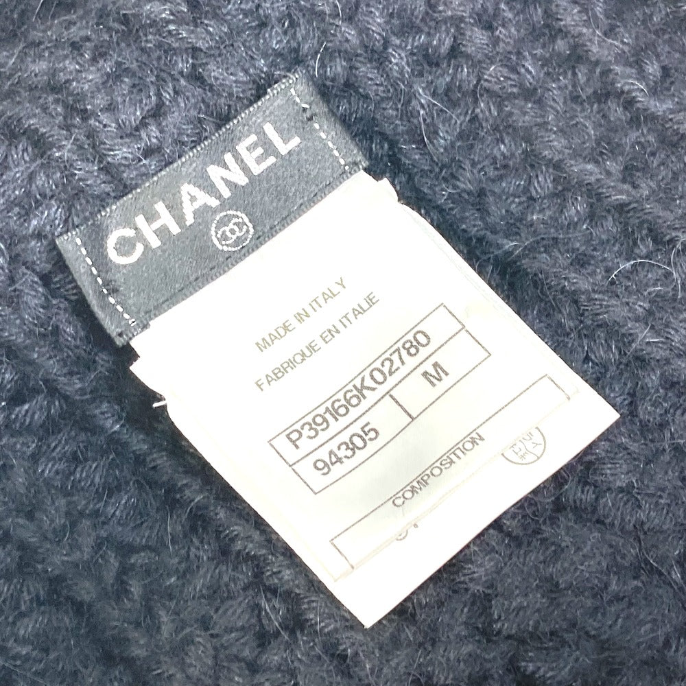 CHANEL Knit hat P39166 Fabric , Alpaca/Silk black Beanie knit cap COCO Mark Braid Women Used Authentic