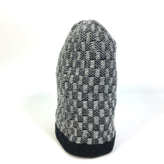 CHANEL Knit hat Cashmere, Viscose Gray x black Beanie knit cap Beanie unisex(Unisex) Used Authentic
