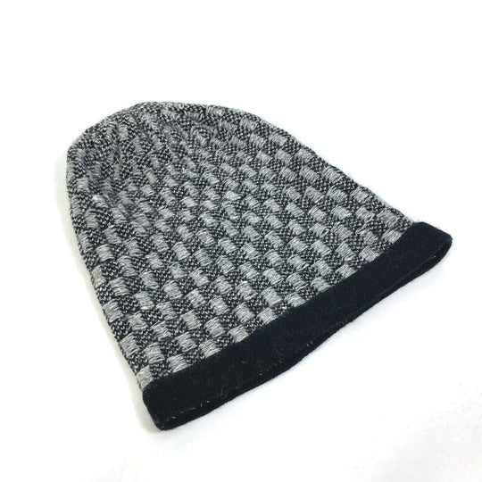 CHANEL Knit hat Cashmere, Viscose Gray x black Beanie knit cap Beanie unisex(Unisex) Used Authentic