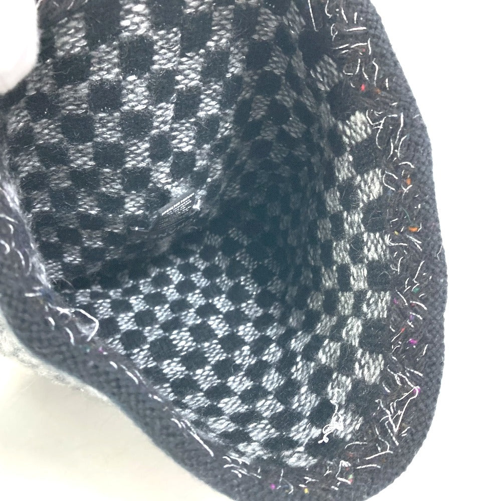 CHANEL Knit hat Cashmere, Viscose Gray x black Beanie knit cap Beanie unisex(Unisex) Used Authentic
