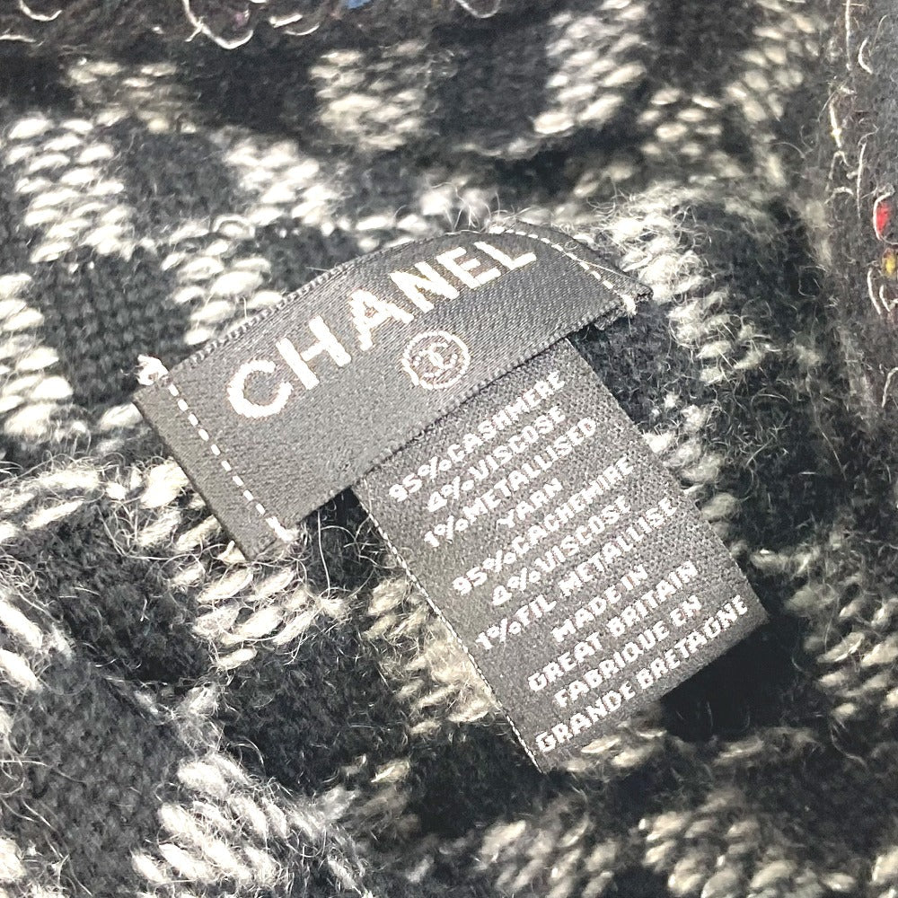 CHANEL Knit hat Cashmere, Viscose Gray x black Beanie knit cap Beanie unisex(Unisex) Used Authentic
