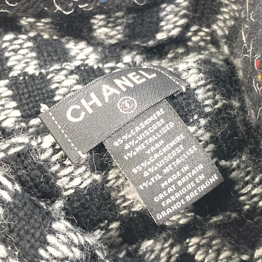 CHANEL Knit hat Cashmere, Viscose Gray x black Beanie knit cap Beanie unisex(Unisex) Used Authentic