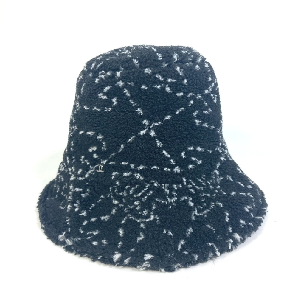 CHANEL hat Fur / Polyester / Cotton black hat COCO Mark CC Women S Used Authentic