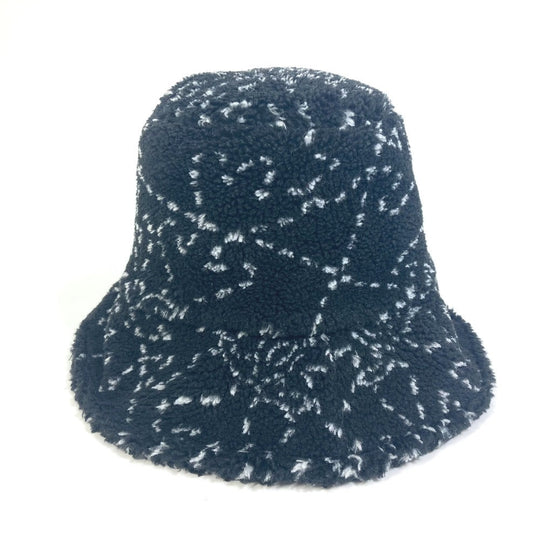 CHANEL hat Fur / Polyester / Cotton black hat COCO Mark CC Women S Used Authentic
