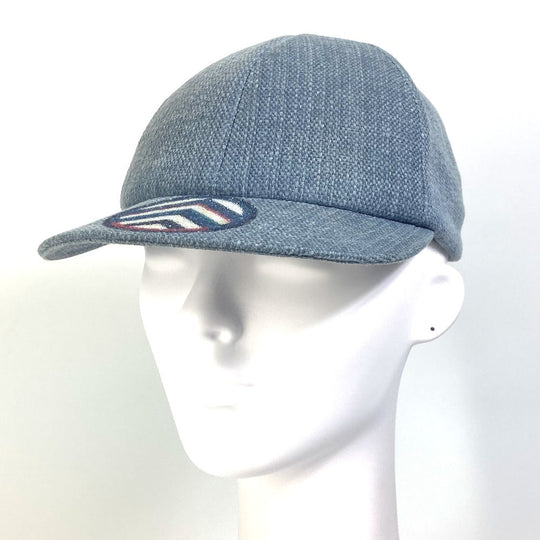CHANEL cap cotton blue Airline 16Stainless Steel denim beads Women Used Authentic