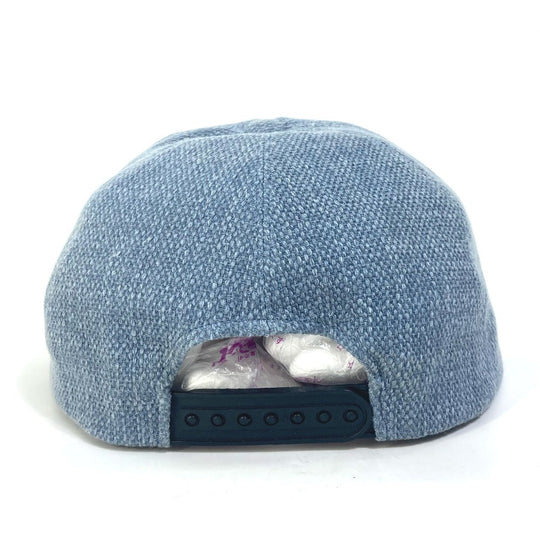 CHANEL cap cotton blue Airline 16Stainless Steel denim beads Women Used Authentic