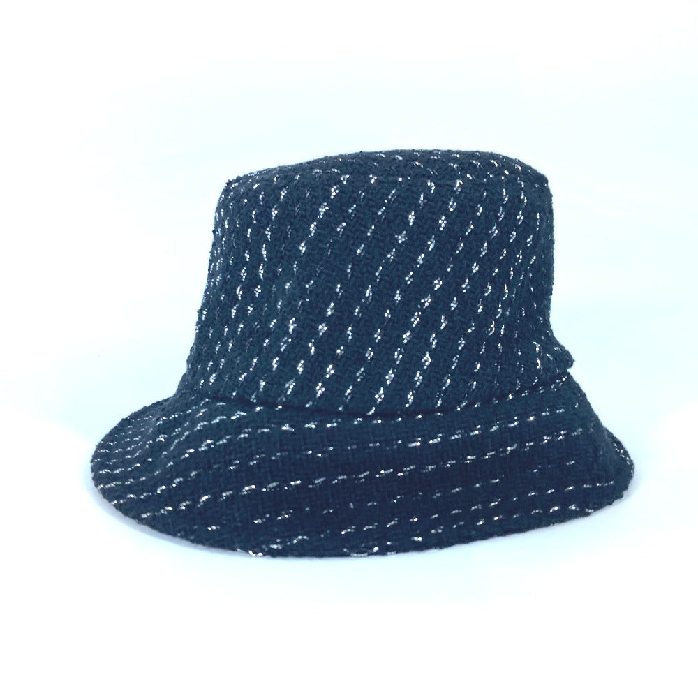 CHANEL hat Cotton, Polyester black 23P Glitter CC COCO Mark Women M Used Authentic