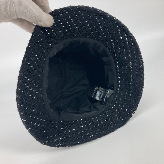 CHANEL hat Cotton, Polyester black 23P Glitter CC COCO Mark Women M Used Authentic