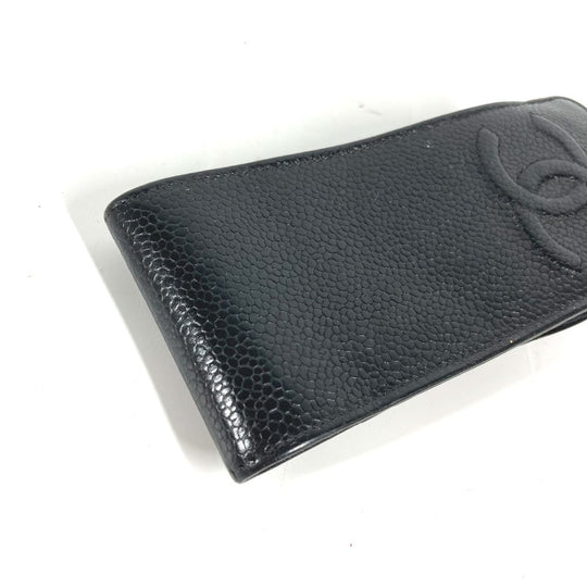 CHANEL Pouch Caviar skin black vintage CC COCO Mark Women Used Authentic