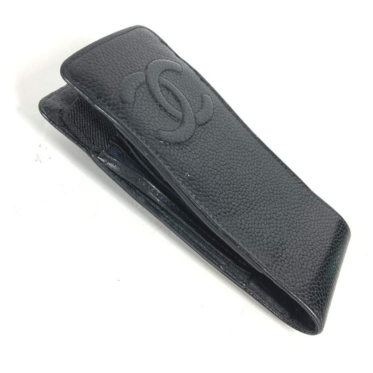CHANEL Pouch Caviar skin black vintage CC COCO Mark Women Used Authentic