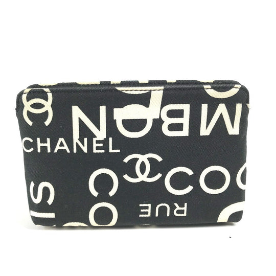 CHANEL Pouch canvas black Multi pouch Bysy line Women Used Authentic