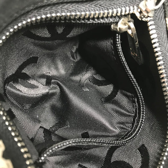 CHANEL Pouch canvas black Multi pouch Bysy line Women Used Authentic