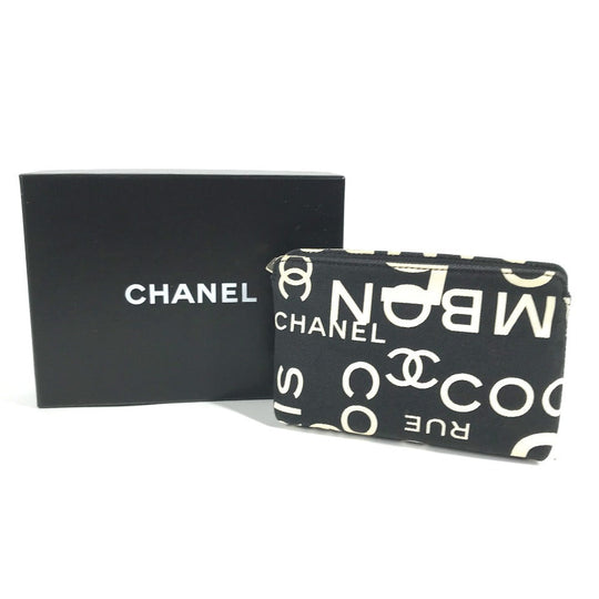 CHANEL Pouch canvas black Multi pouch Bysy line Women Used Authentic