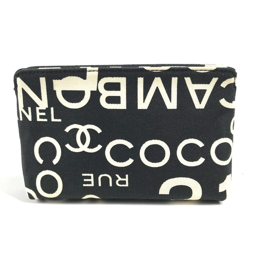 CHANEL Pouch canvas black Multi pouch Bysy line Women Used Authentic