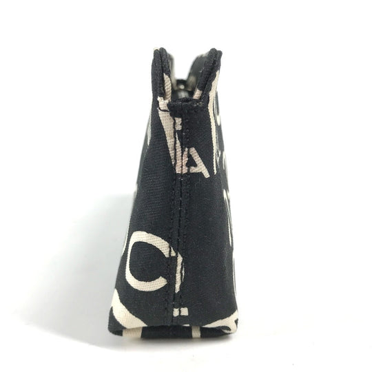 CHANEL Pouch canvas black Multi pouch Bysy line Women Used Authentic