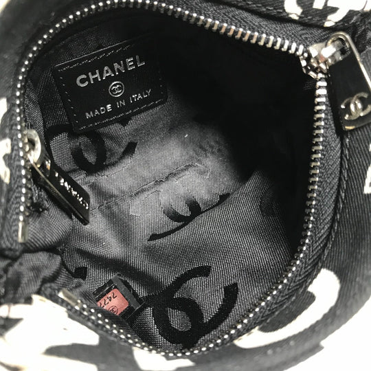 CHANEL Pouch canvas black Multi pouch Bysy line Women Used Authentic