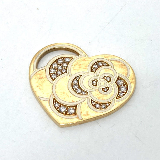CHANEL Pendant top 18K Yellow Gold gold K18 Camellia Heart Women Used Authentic