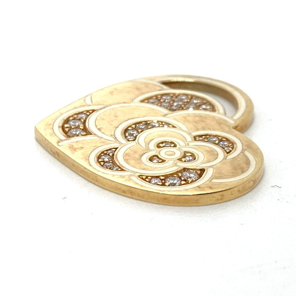 CHANEL Pendant top 18K Yellow Gold gold K18 Camellia Heart Women Used Authentic