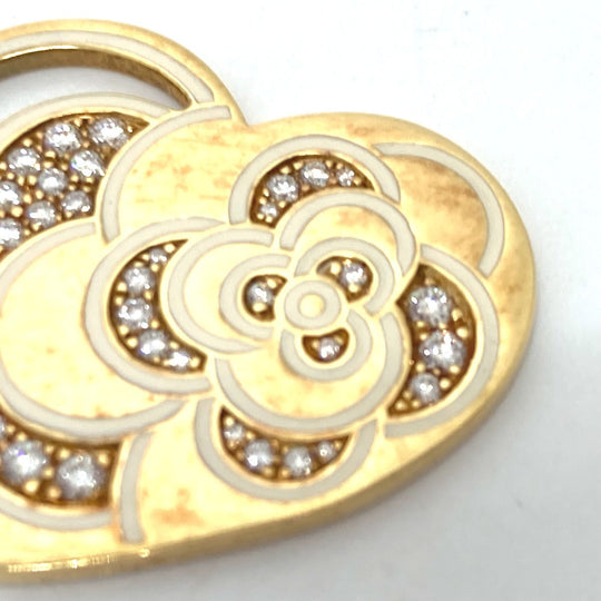 CHANEL Pendant top 18K Yellow Gold gold K18 Camellia Heart Women Used Authentic