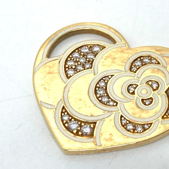 CHANEL Pendant top 18K Yellow Gold gold K18 Camellia Heart Women Used Authentic