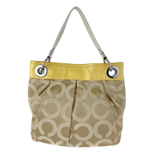 COACH Shoulder Bag A1069-14579 canvas beige Op art
