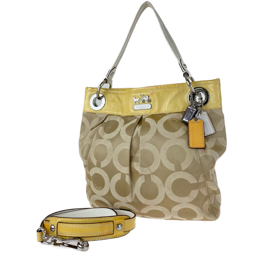 COACH Shoulder Bag A1069-14579 canvas beige Op art
