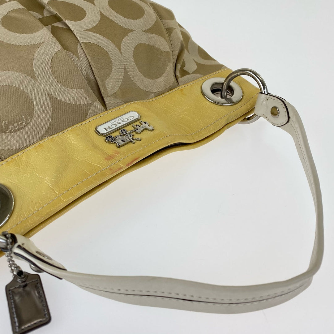 COACH Shoulder Bag A1069-14579 canvas beige Op art