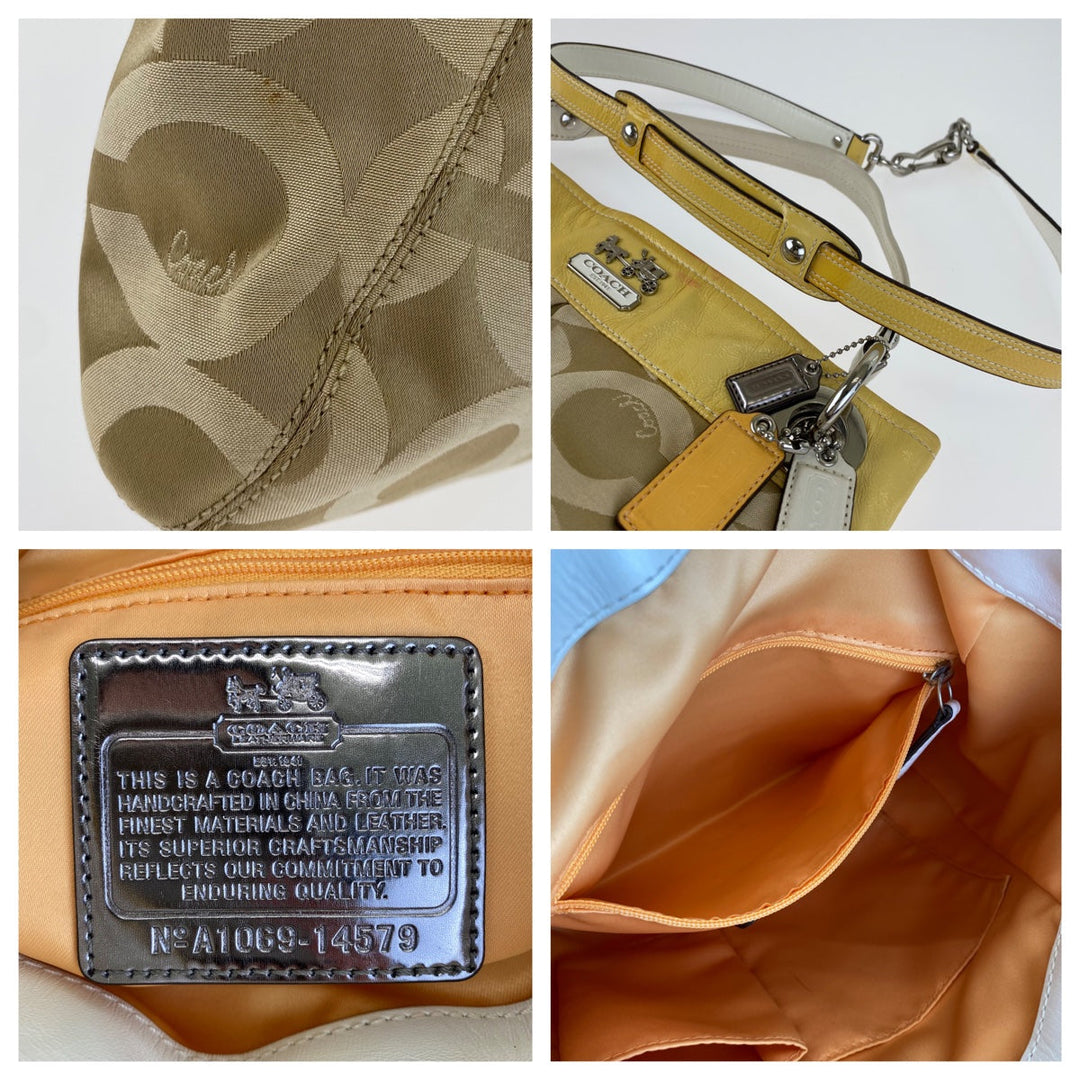 COACH Shoulder Bag A1069-14579 canvas beige Op art